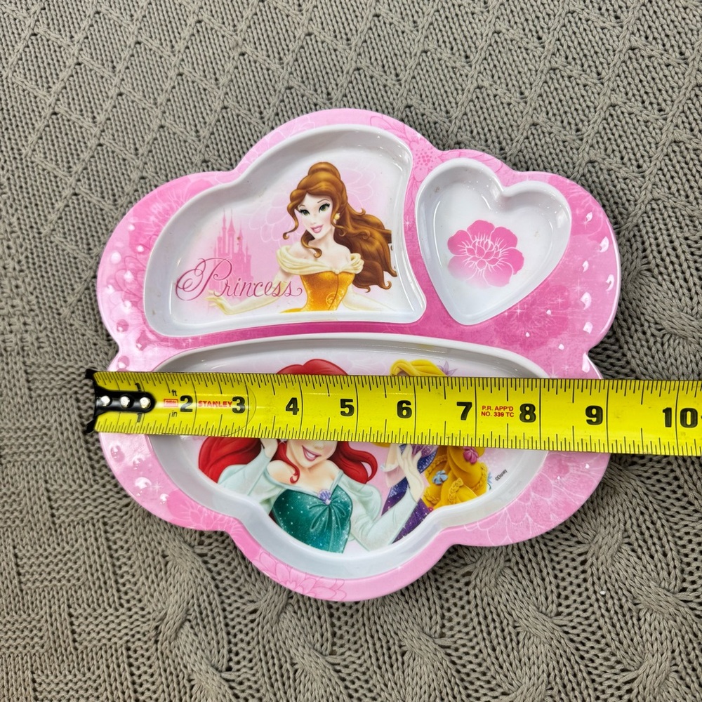 Disney Princess Pink and White Belle Ariel Divided Melamine Plate - Picture 7 of 7